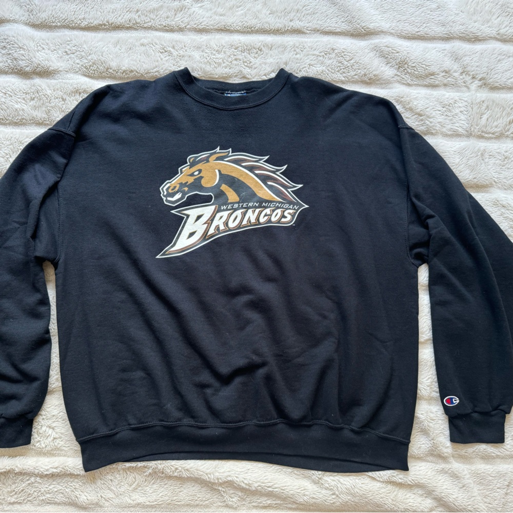 Vintage Champion Black Western Michigan Broncos Men’s Crewneck